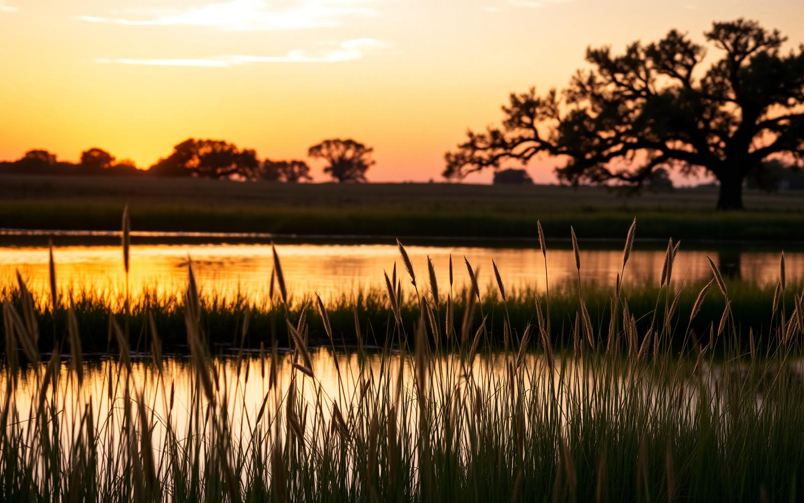 Pond at sunset on the property
